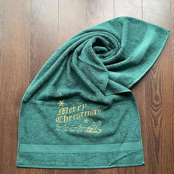 Set of 3 colors - 100% Egyptian Cotton Embroidered Towels For Christmas Decor - Picture 3 of 4
